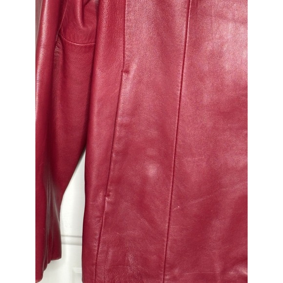 VTG Siena Red Leather Jacket Womens 16 Blazer Lined Soft Genuine Leather Coat - Picture 5 of 10